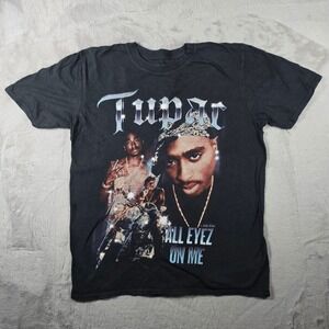 2Pac Graphic T-Shirt Mens Small Black All Eyez On Me Rap Hip Hop Tee